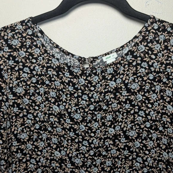 Aerie Garden Party Midi Dress Black Blue Ditsy Floral Cottagecore Women's Size S - Picture 3 of 6